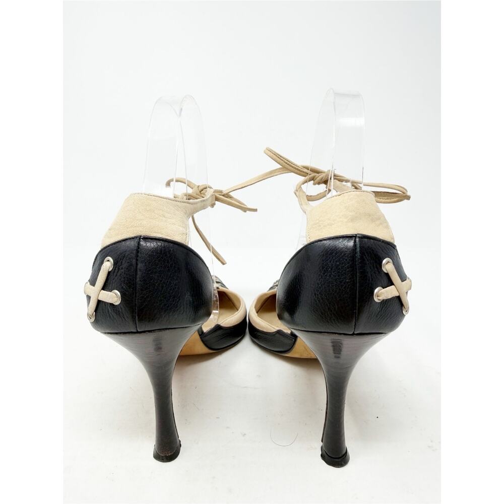 Manolo Blahnik Vintage Lace Up Pointed Toe Heels Womens Size EU 36.5 - Picture 4 of 12